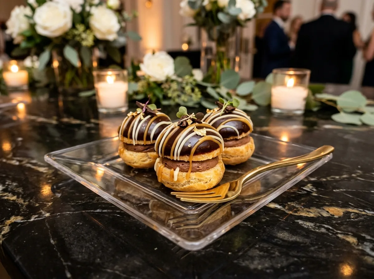 Delight Chocolate Drizzle Bites on crystal platter